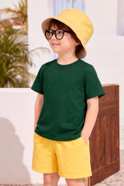 Pockman Kids Regular Fit Pure Cotton Green Tshirt