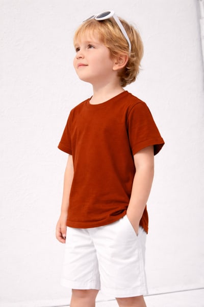 Pockman Kids Regular Fit Pure Cotton Rust Tshirt