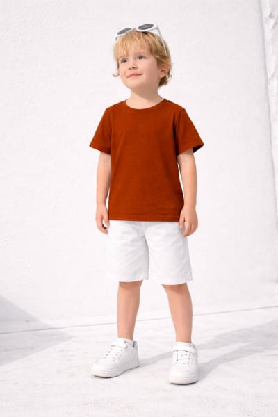 Pockman Kids Regular Fit Pure Cotton Rust Tshirt