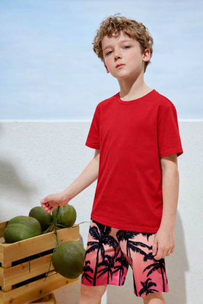 Pockman Kids Regular Fit Pure Cotton Red Tshirt