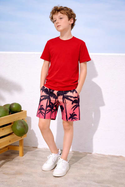 Pockman Kids Regular Fit Pure Cotton Red Tshirt