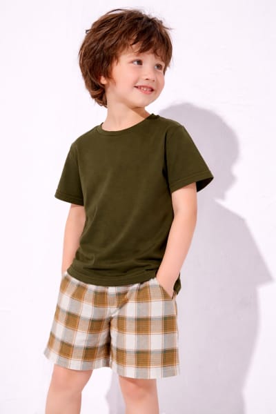 Pockman Kids Regular Fit Pure Cotton Olive Tshirt