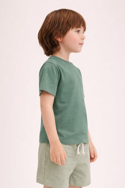 Pockman Kids Regular Fit Pure Cotton Pista Tshirt