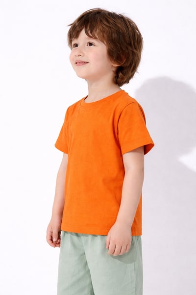 Pockman Kids Regular Fit Pure Cotton Orange Tshirt