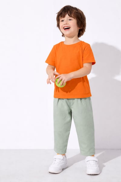 Pockman Kids Regular Fit Pure Cotton Orange Tshirt