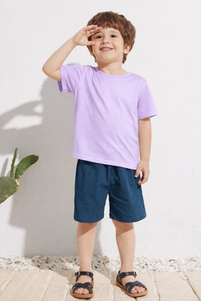 Pockman Kids Regular Fit Pure Cotton LavenderTshirt