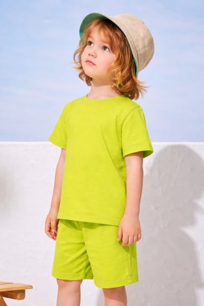 Pockman Kids Regular Fit Pure Cotton Lime Tshirt