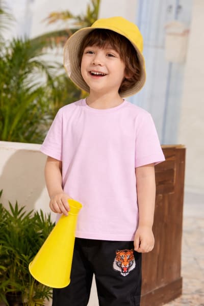 Pockman Kids Regular Fit Pure Cotton Pink Tshirt