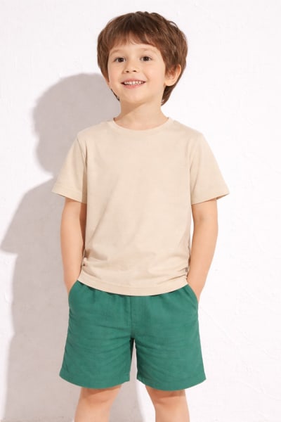 Pockman Kids Regular Fit Pure Cotton Beige Tshirt