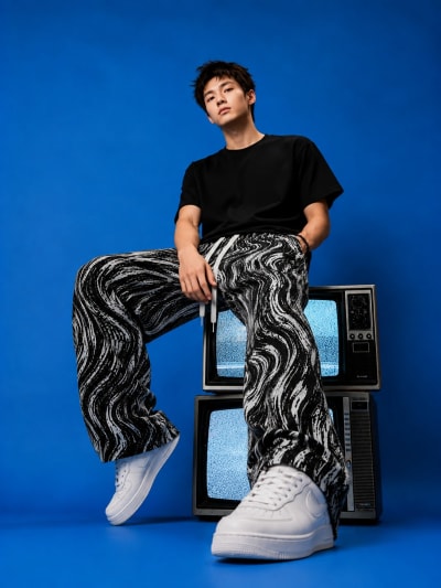Pockman Men Zebra Printed Wise Leg Jogger