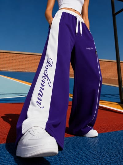 Pockman Women Premium Cotton Fleece Winter Wide Leg Track Pants