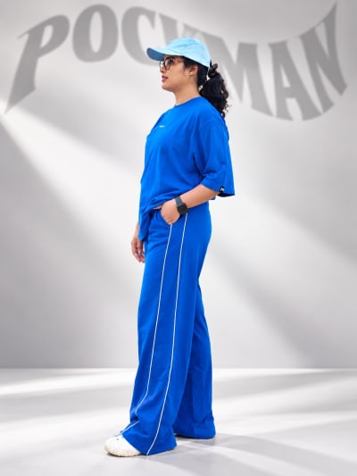 Pockman Women Oversized Tshirt & Jogger Cotton Terry Co-Ord Set