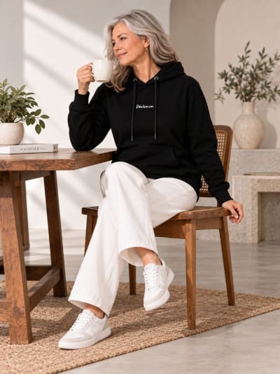 Pockman Premium 350 GSM Pure Cotton Fleece Black Hoodie