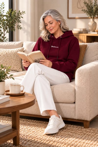 Pockman Premium 350 GSM Pure Cotton Fleece Burgundy Hoodie