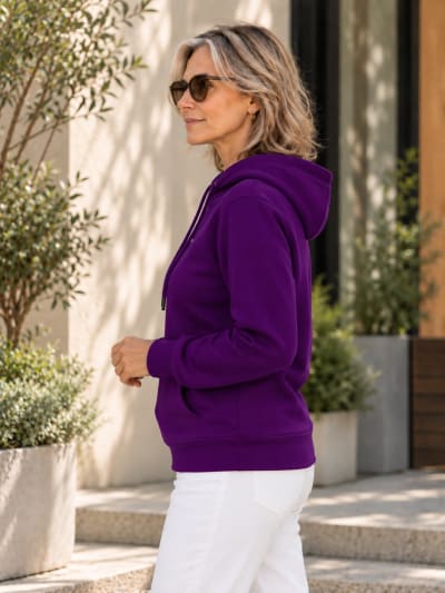 Pockman Premium 350 GSM Pure Cotton Fleece Voilet Hoodie
