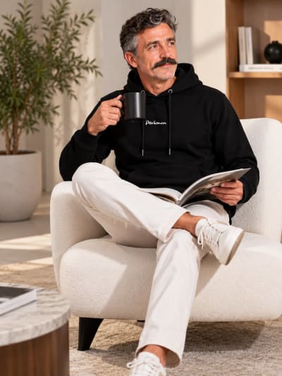 Pockman Premium 350 GSM Pure Cotton Fleece Black Hoodie