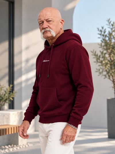 Pockman Premium 350 GSM Pure Cotton Fleece Burgundy Hoodie