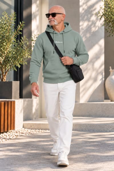 Pockman Premium 350 GSM Pure Cotton Fleece Sage Green Hoodie