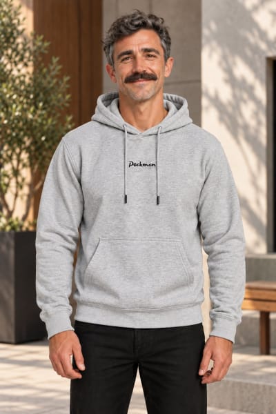 Pockman Premium 350 GSM Pure Cotton Fleece Grey Melange Hoodie