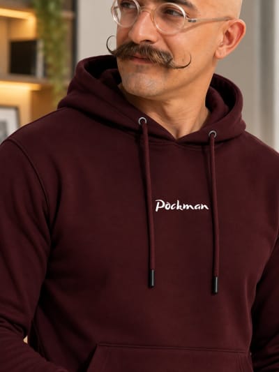 Pockman Premium 350 GSM Pure Cotton Fleece Chocolate Brown Hoodie