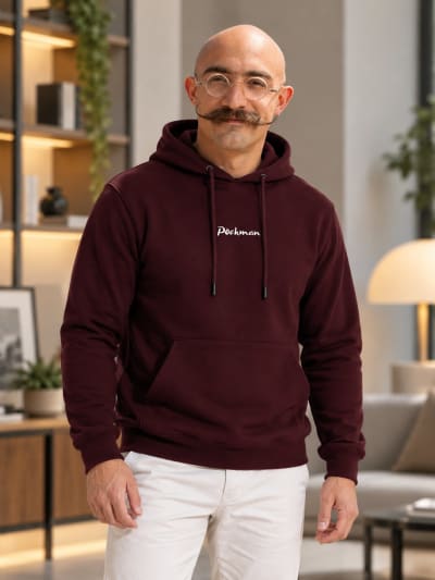 Pockman Premium 350 GSM Pure Cotton Fleece Chocolate Brown Hoodie