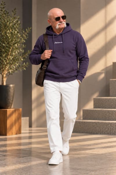 Pockman Premium 350 GSM Pure Cotton Fleece Mauve Hoodie