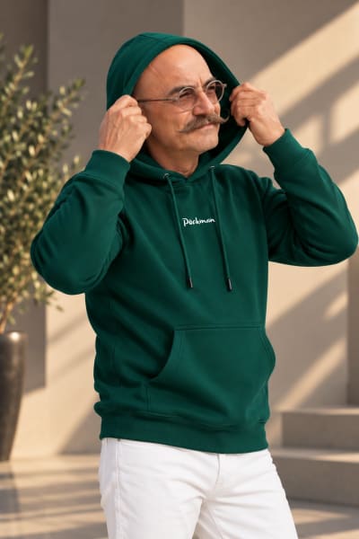 Pockman Premium 350 GSM Pure Cotton Fleece Bottle Green Hoodie