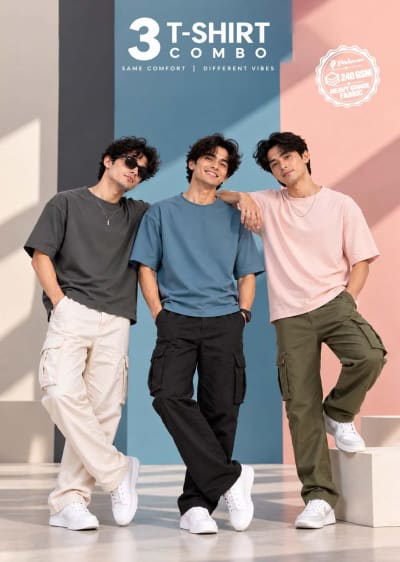 Pockman Men's Premium Cotton Terry T-Shirt Combo | Pack of 3