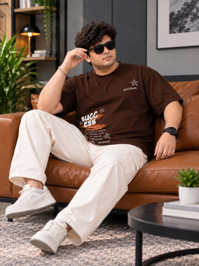 Pockman Premium Plus Size Printed Oversized T-shirt