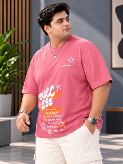 Pockman Premium Plus Size Printed Oversized T-shirt