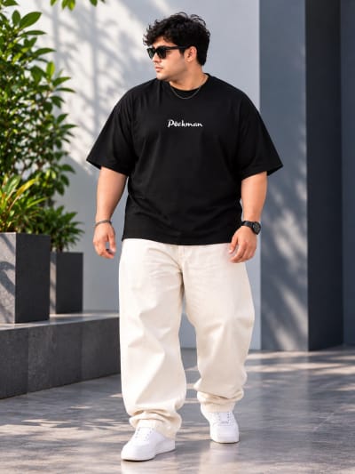 Pockman Premium Plus Size Printed Oversized T-shirt