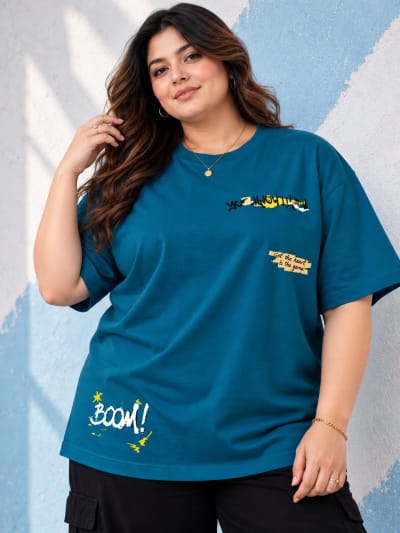 Pockman Premium Plus Size Printed Oversized T-shirt