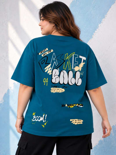 Pockman Premium Plus Size Printed Oversized T-shirt