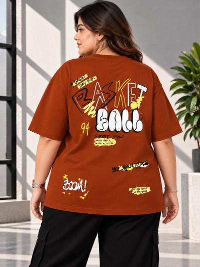 Pockman Premium Plus Size Printed Oversized T-shirt
