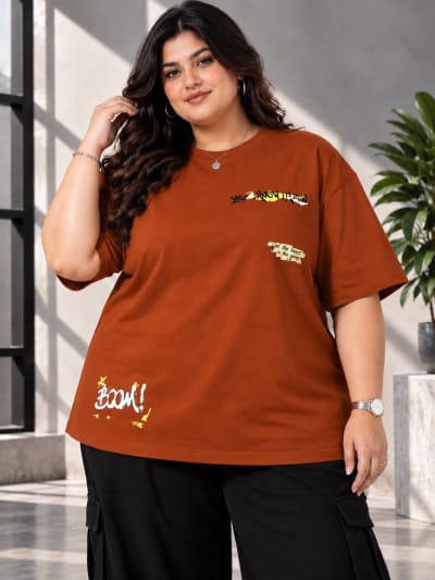 Pockman Premium Plus Size Printed Oversized T-shirt