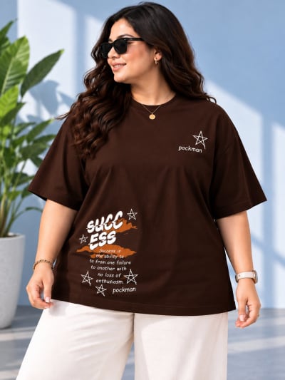 Pockman Premium Plus Size Printed Oversized T-shirt