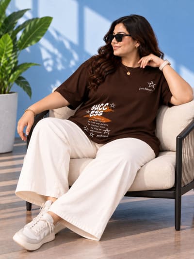 Pockman Premium Plus Size Printed Oversized T-shirt