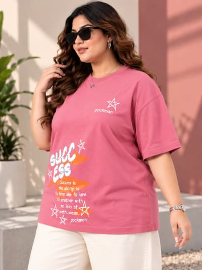 Pockman Premium Plus Size Printed Oversized T-shirt