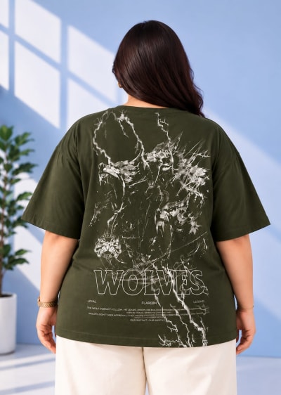 Pockman Premium Plus Size Printed Oversized T-shirt