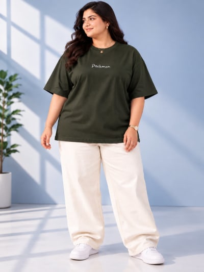 Pockman Premium Plus Size Printed Oversized T-shirt