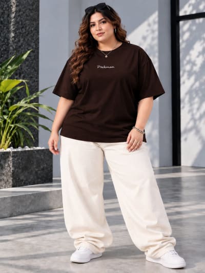 Pockman Premium Plus Size Printed Oversized T-shirt