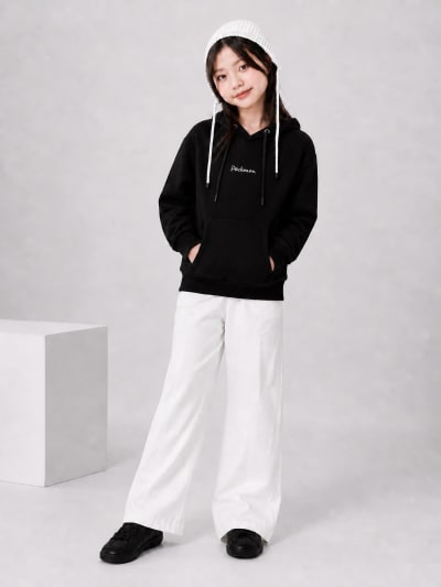 Pockman Girls Premium 350 GSM Cotton Fleece Winter Hoodie