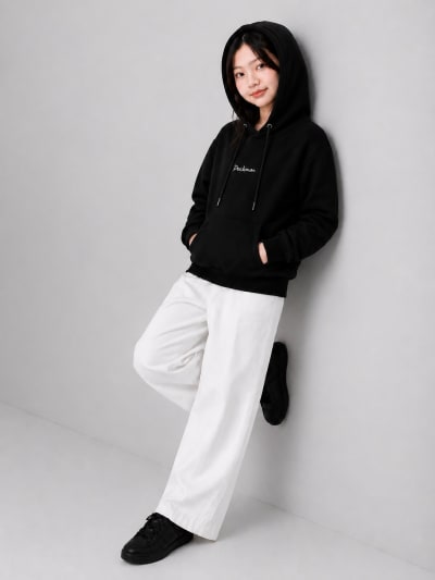Pockman Girls Premium 350 GSM Cotton Fleece Winter Hoodie
