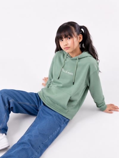 Pockman Girls Premium 350 GSM Cotton Fleece Winter Hoodie