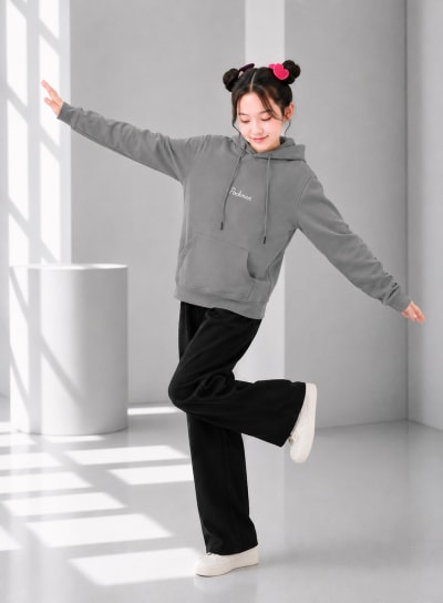 Pockman Girls Premium 350 GSM Cotton Fleece Winter Hoodie