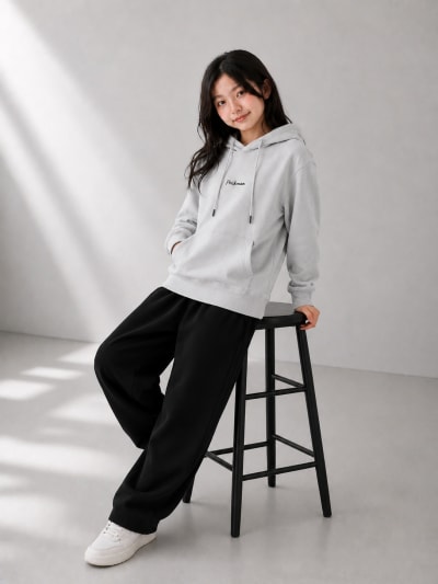 Pockman Girls Premium 350 GSM Cotton Fleece Winter Hoodie