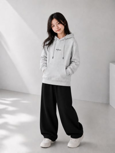 Pockman Girls Premium 350 GSM Cotton Fleece Winter Hoodie