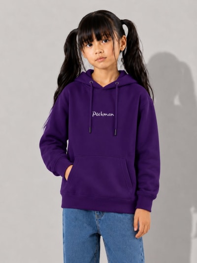 Pockman Girls Premium 350 GSM Cotton Fleece Winter Hoodie