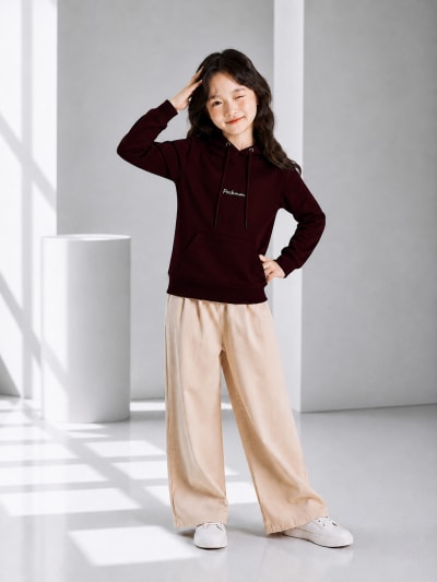 Pockman Girls Premium 350 GSM Cotton Fleece Winter Hoodie