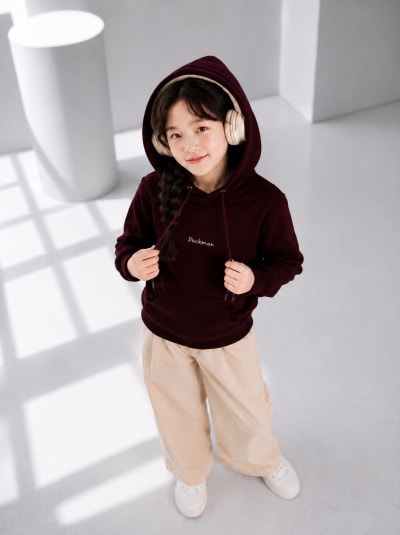 Pockman Girls Premium 350 GSM Cotton Fleece Winter Hoodie